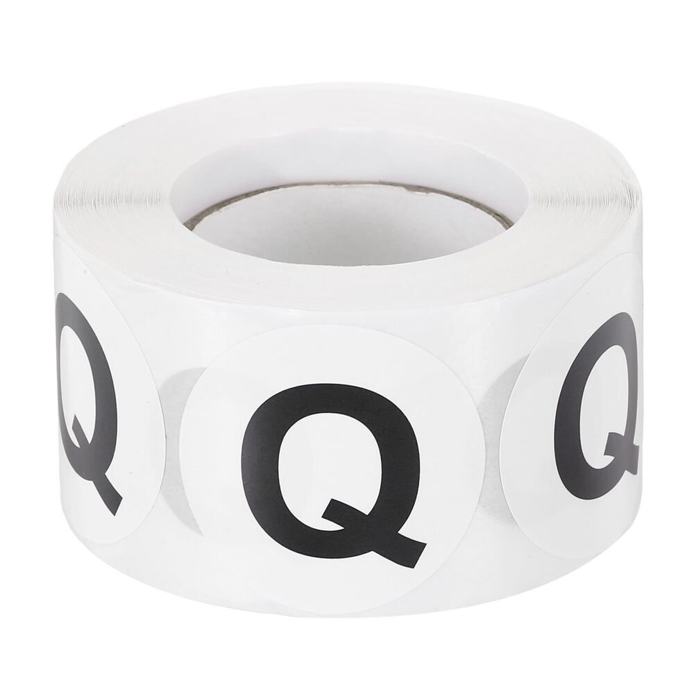 6709 Letter Q Inventory Labels, 500 Pcs 1.5 Inch Letter Stickers Round